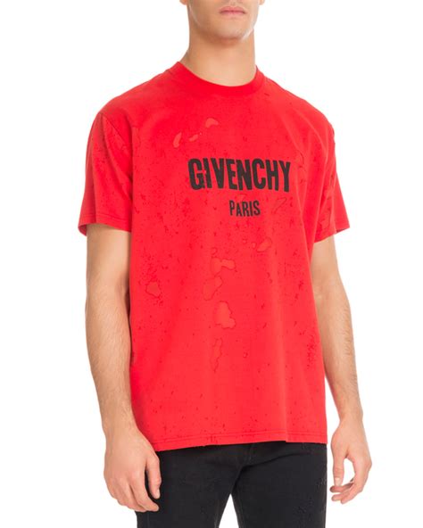 givenchy paris shirt red|givenchy distressed t shirt.